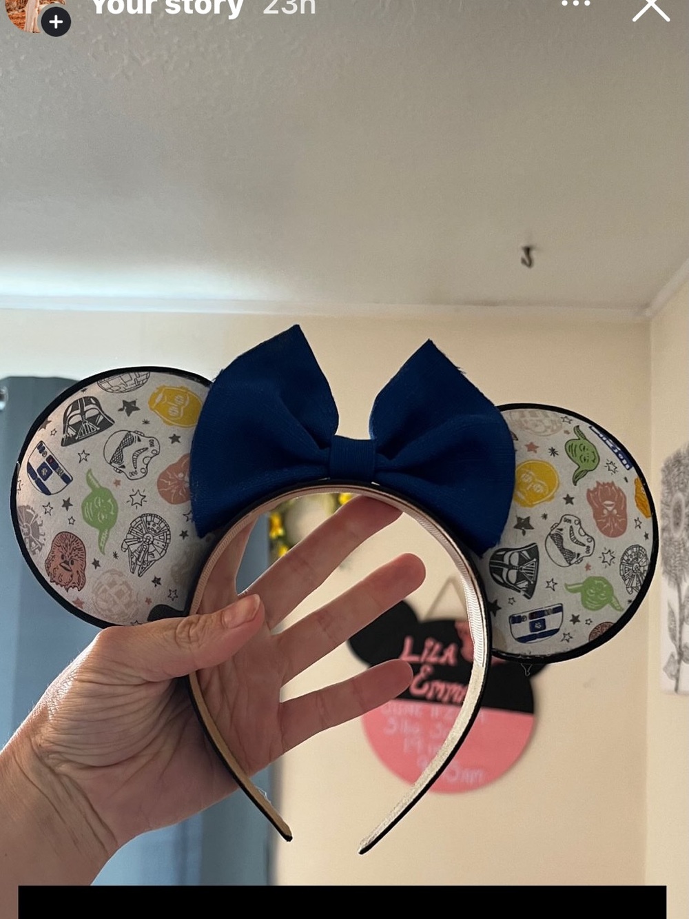 Disney Navy Blue Bow Star Wars Minnie Ears hand made